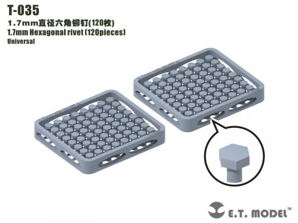 E.T. Model T-035 1.7mm Hexagonal rivet (120 pieces) ( nity )