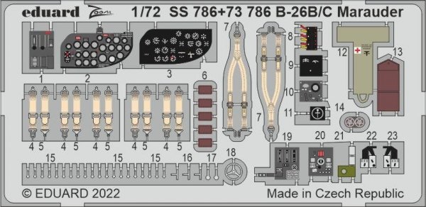 Eduard 73786 B-26B/ C Marauder interior HOBBY 2000, HASEGAWA 1/72