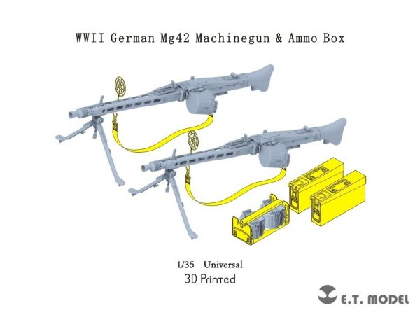 E.T. Model P35-217 WWII German Mg42 Machinegun &amp; Ammo Box ( 3D Print ) 1/35