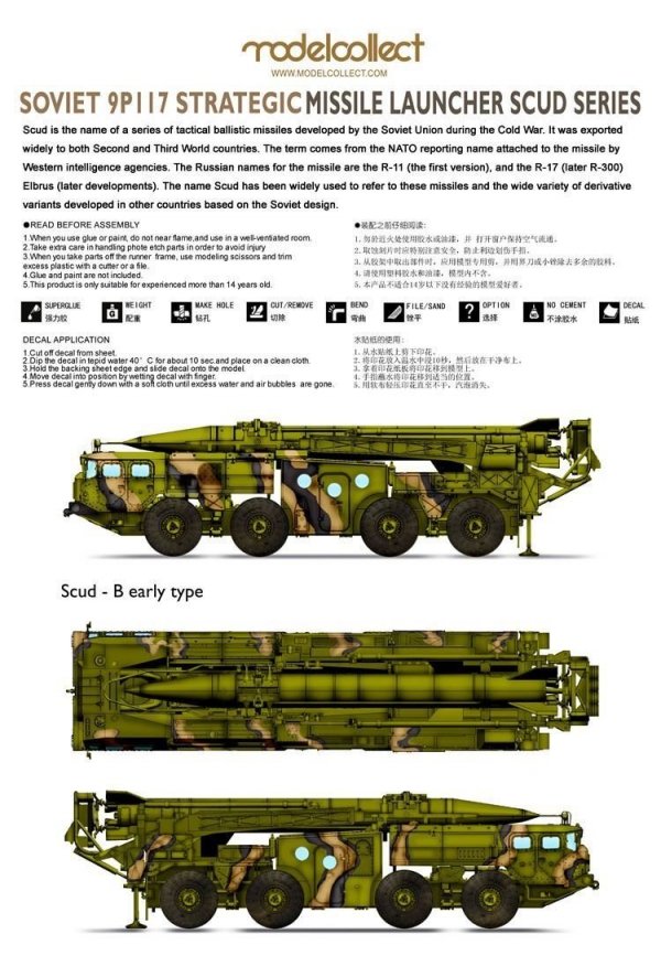Modelcollect UA72138 Soviet (9P117M1) Laungher with R17 rocket of 9K72 missile complex &quot;ELBRUS&quot; (SCUD B) 1/72