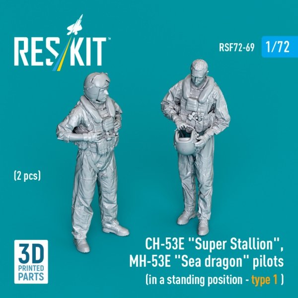 RESKIT RSF72-0069 CH-53E "Super Stallion", MH-53E "Sea dragon" pilots (in a standing position - type 1) (2 pcs) (3D Printed) (1/72)