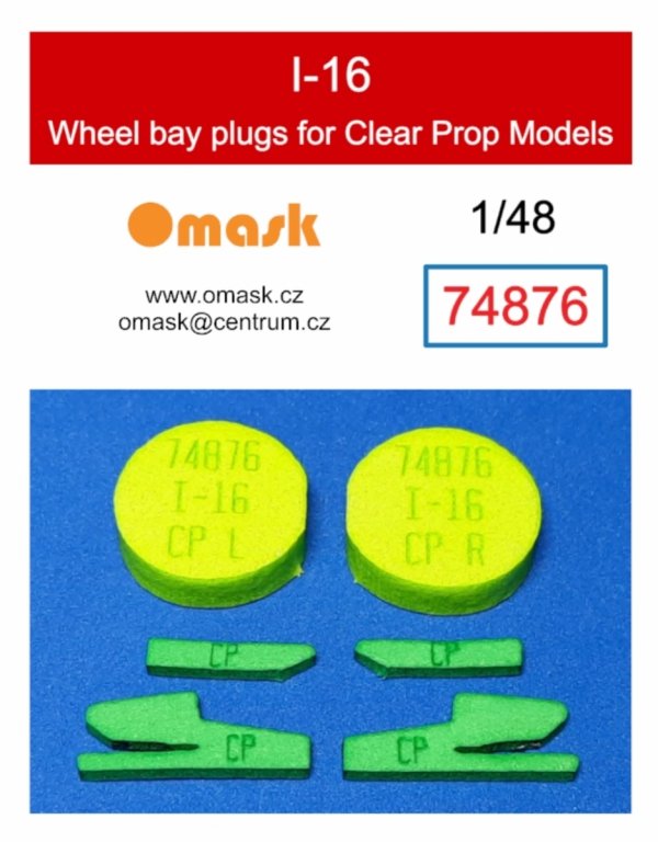 Omask 74876 I-16 wheel bay plugs (for Clear Prop Models) 1/48