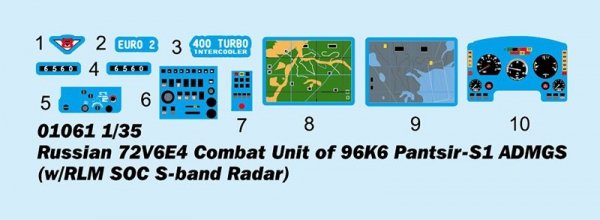 Trumpeter 01061 Russian 72V6E4 Combat Unit of 96K6 Pantsir-S1 ADMGS(w/RLM SOC S-band Radar) 1/35