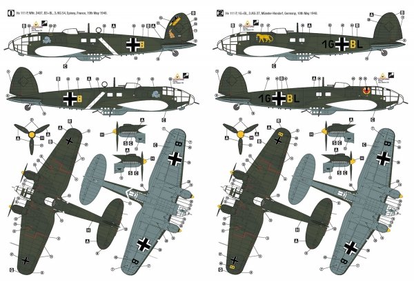 Hobby 2000 72077 Heinkel He 111 P Western Campaign 1940 ( HASEGAWA + CARTOGRAF + MASKI + WYDRUK 3D ) 1/72