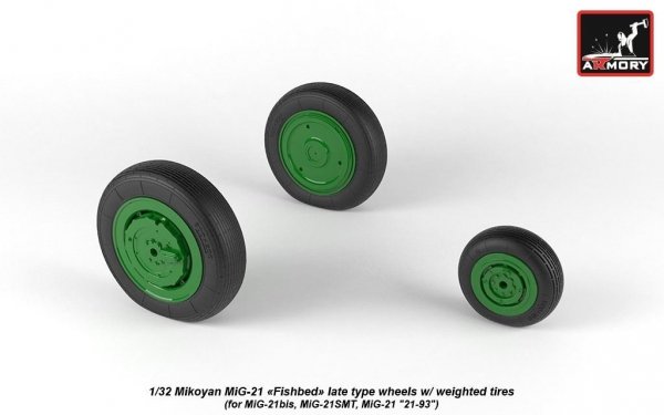 Armory Models AW32011 Mikoyan MiG-21 Fishbed wheels w/ weighted tires, late 1/32