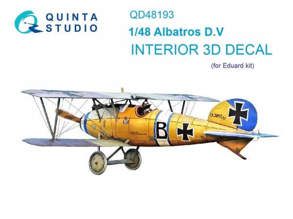 Quinta Studio QD48193 Albatros D.V 3D-Printed &amp; coloured Interior on decal paper (Eduard) 1/48
