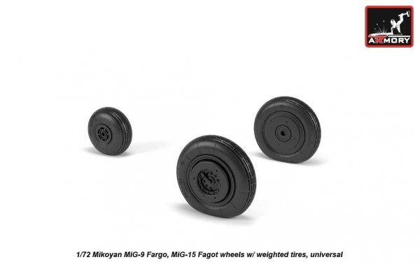 Armory Models AW72053 Mikoyan MiG-9 Fargo / MiG-15 Fagot (early) wheels w/ weighted tires 1/72