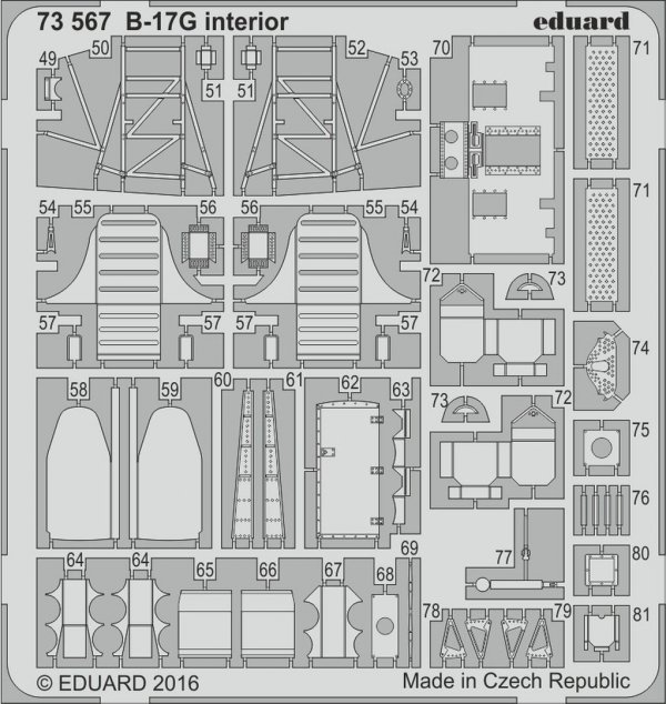 Eduard 73567 B-17G cockpit interior AIRFIX 1/72