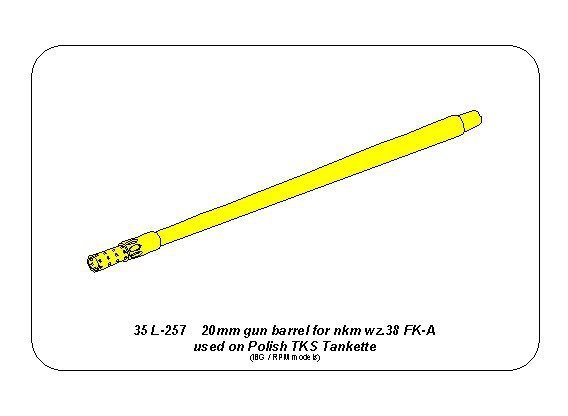 Aber 35L-257 20mm Gun Barrel for Nkm wz.38 FK-A used on TKS Tankette (For IBG / RPM) 1:35