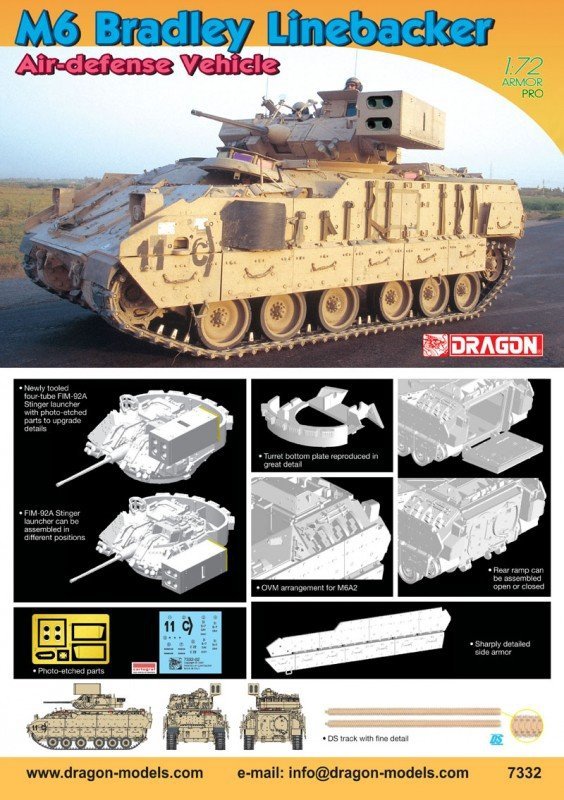 Dragon 7332 M6 Bradley Linebacker Air-Defence Vehicle (1:72)