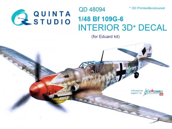 Quinta Studio QD48094 Bf 109G-6 3D-Printed &amp; coloured Interior on decal paper (for Eduard kit) 1/48
