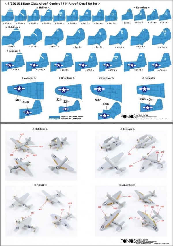 Pontos 35006F1 USS CV-9 Essex 1943 Detail Up Set (1:350)