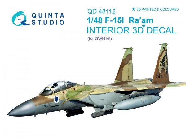 Quinta Studio QD48112 F-15I 3D-Printed &amp; coloured Interior on decal paper (for GWH kit) 1/48