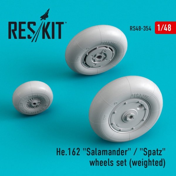 RESKIT RS48-0354 HE.162 &quot;SALAMANDER&quot; / &quot;SPATZ&quot; WHEELS SET (WEIGHTED) 1/48