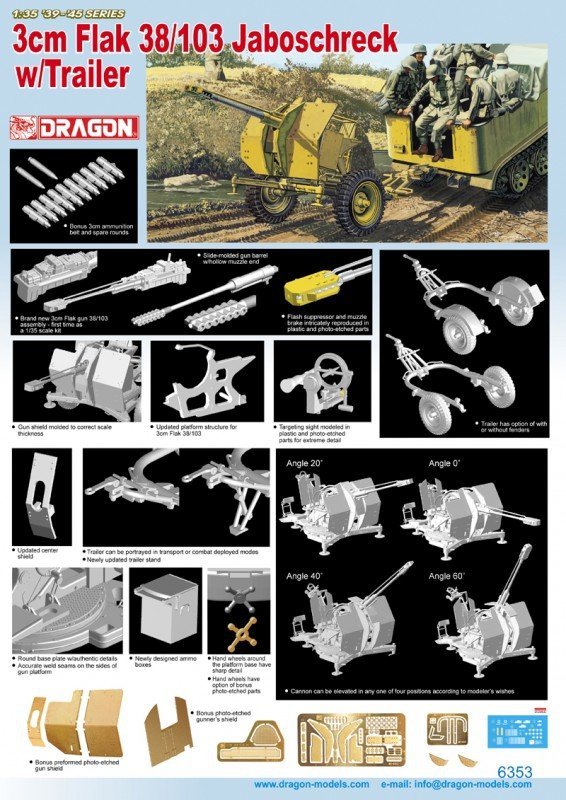 Dragon 6353 3cm Flak 38/103 Jaboschreck w/Trailer (1:35)