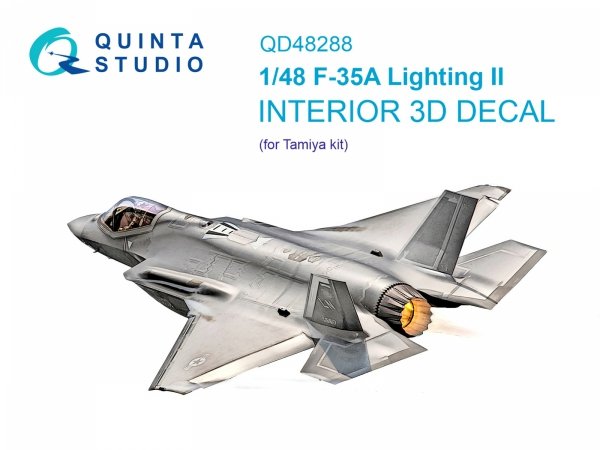 Quinta Studio QD48288 F-35A 3D-Printed &amp; coloured Interior on decal paper (Tamiya) 1/48