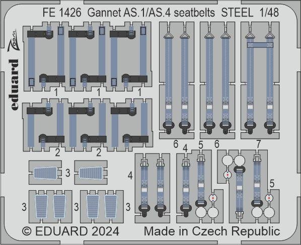 Eduard FE1426 Gannet AS.1/ AS.4 seatbelts STEEL AIRFIX 1/48