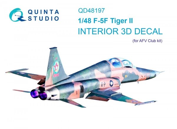 Quinta Studio QD48197 F-5F Tiger II 3D-Printed &amp; coloured Interior on decal paper (for AFV Club ) 1/48
