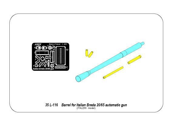 Aber 35L-116 Barrel for Italian Breda 20mm L/65 automatic gun (1:35)	