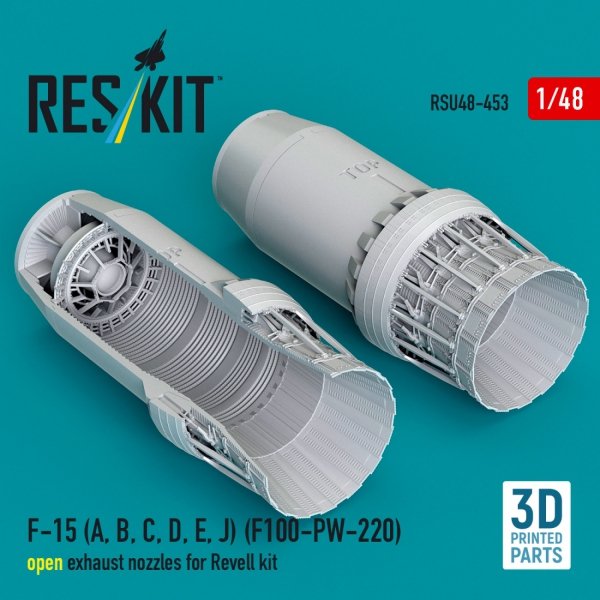 RESKIT RSU48-0453 F-15 (A, B, C, D, E, J) (F100-PW-220) open exhaust nozzles for Revell kit (3D Printed) (1/48)