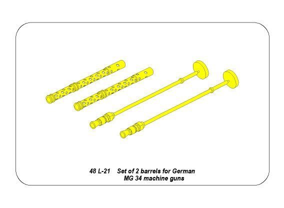 Aber 48L-21 Set of 2 barrels for German machine guns MG34 (1:48)