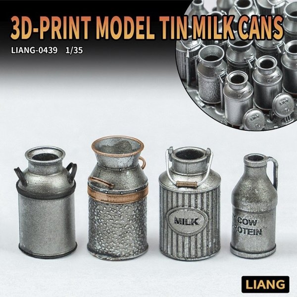 Liang 0439 3D-Print Model Tin Milk Can x16 1/35