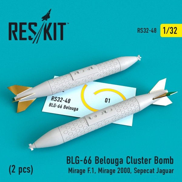 RESKIT RS32-0048 BLG-66 BELOUGA CLUSTER BOMBS (2 PCS) 1/32