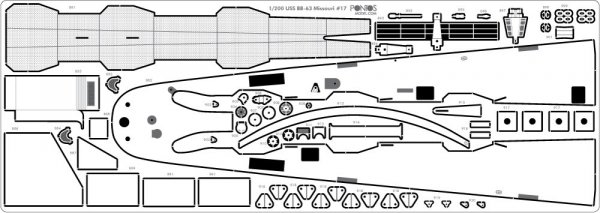 Pontos 20003WD1 USS BB-63 Missouri 1945 Wooden Deck set (20B Deck Blue) (1:200)