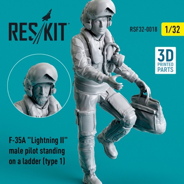 RESKIT RSF32-0018 F-35A LIGHTNING II MALE PILOT STANDING ON A LADDER (TYPE 1) (3D PRINTED) 1/32