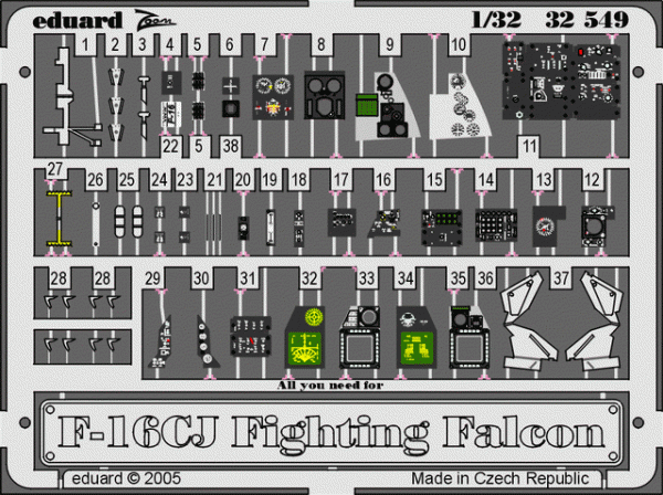 Eduard 32549 F-16CJ interior 1/32 ACADEMY