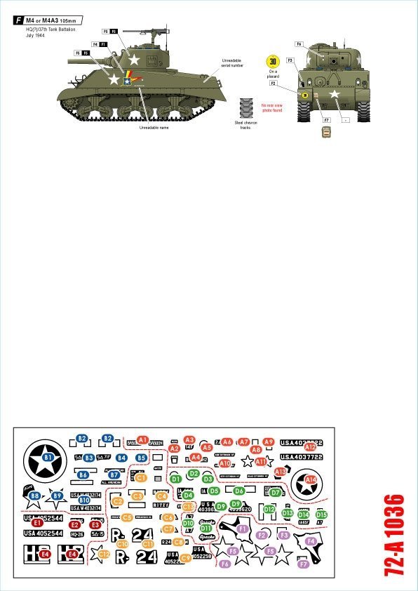 Star Decals 72-A1036 US S.P. Howitzers. M7 Priest, M8 HMC and M4 (105mm). 75th-D-Day-Special. Normandy and France in 1944 1/72