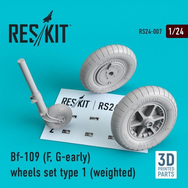 RESKIT RS24-0007 BF-109 (F, G-EARLY) WHEELS SET TYPE 1 (WEIGHTED) 1/24