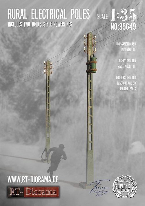 RT-Diorama 35649 3D Resin Print: Rural Electrical Poles 1/35