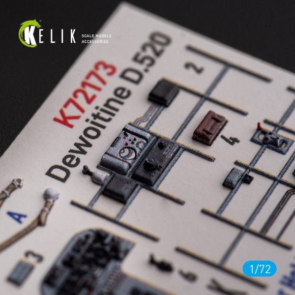 Kelik K72173 Dewoitine D.520 - interior 3D decals for Hobby 2000/Hasegawa kit (1/72)