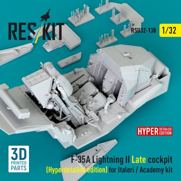 RESKIT RSU32-0138 F-35A Lightning II Late cockpit (Hyperdetailed edition) for Italeri / Academy kit (3D Printed) (1/32)