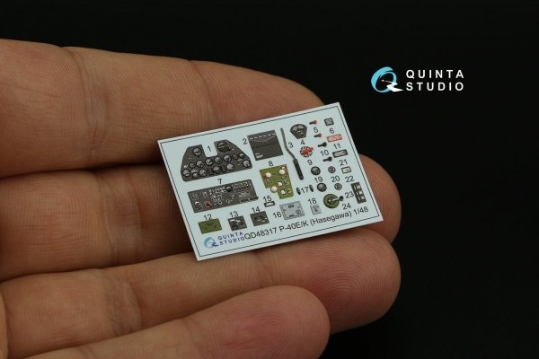 Quinta Studio QD48317 P-40E/K 3D-Printed &amp; coloured Interior on decal paper (Hasegawa) 1/48