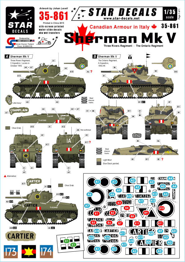 Star Decals 35-861 Canadian Armour in Italy 1/35