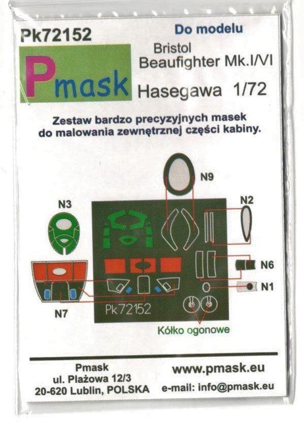 P-Mask PK72152 Bristol Beaufighter Mk.I/VI (Hasegawa) 1/72