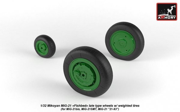 Armory Models AW32011 Mikoyan MiG-21 Fishbed wheels w/ weighted tires, late 1/32