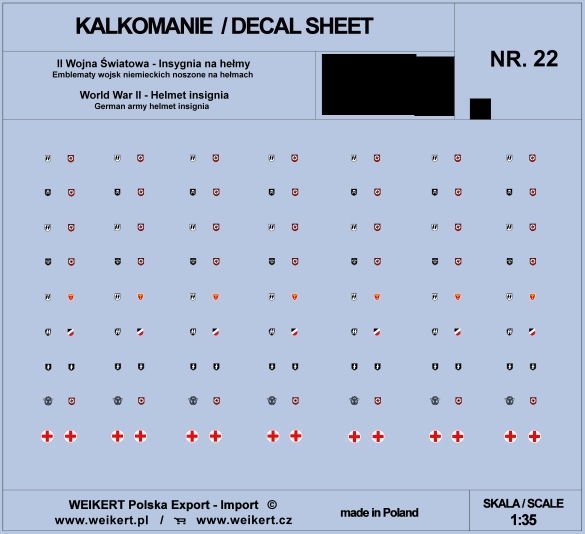 Weikert Decals DEC222 Emblematy na hełmy niemieckie - WAFFEN SS - vol. 22 1/35