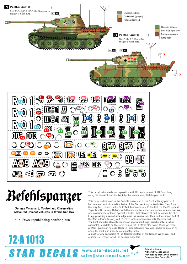 Star Decals 72-A1013 Befehlspanzer # 4. German Command 1/72