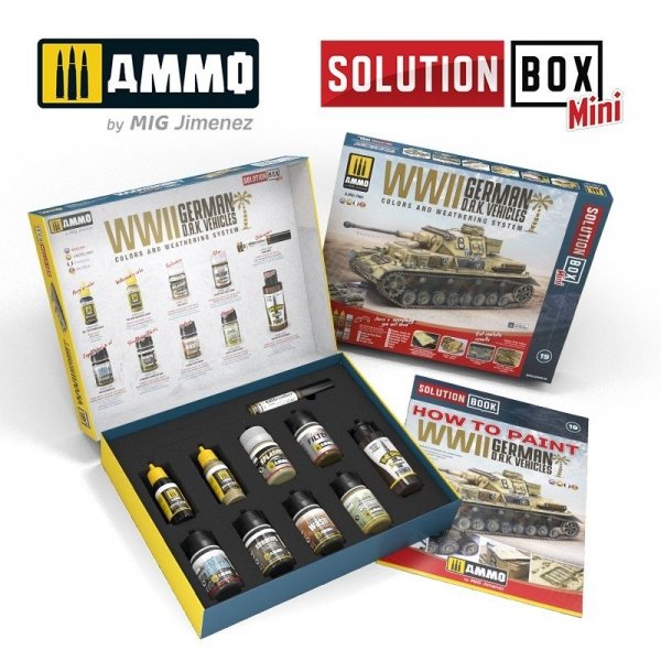 AMMO of Mig Jimenez 7902 SOLUTION BOX MINI –WWII German D.A.K. Vehicles