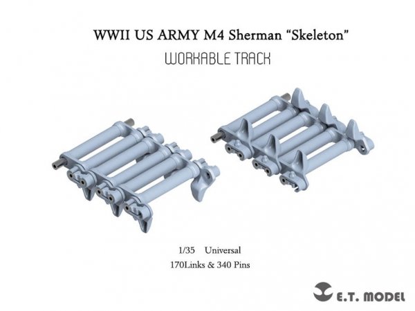 E.T. Model P35-091 WWII US ARMY M4 Sherman&quot;Skeleton&quot; Workable Track (3D Printed) 1/35