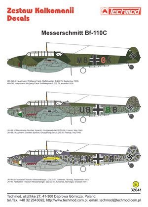 Techmod 32041 - Messerschmitt Bf 110C (1:32)