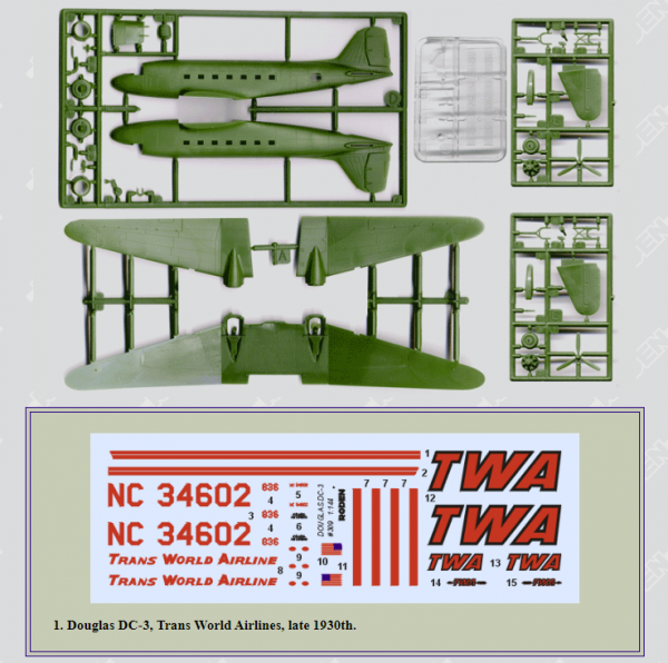 Roden 309 Douglas DC-3 Trans World Airlines 1/144