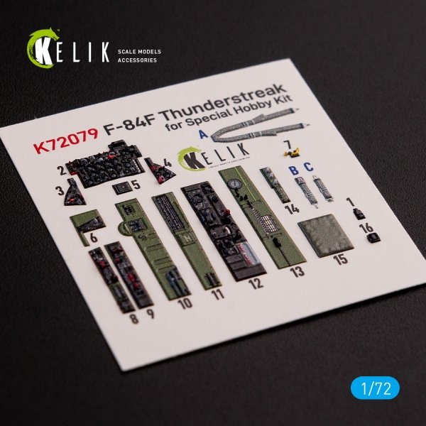 KELIK K72079 F-84F Thunderstreak interior 3D decals for Special Hobby kit 1/72