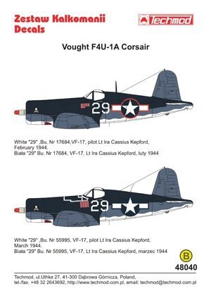 Techmod 48040 - Vought F4U-1A Corsair (1:48)