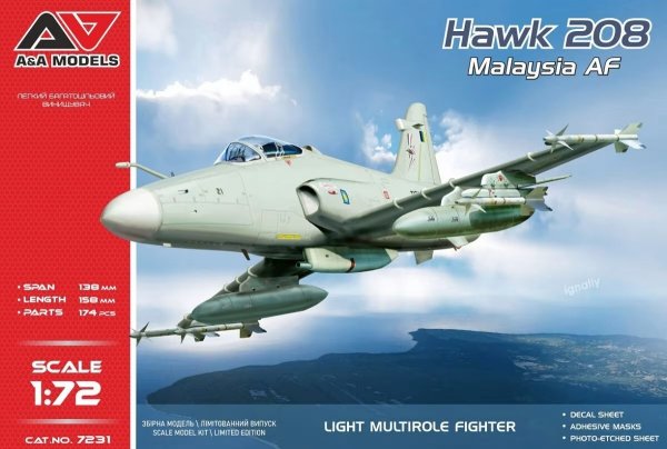 A&amp;A Models 7231 Hawk 208 light fighter (Malyasian A.F.) 1/72