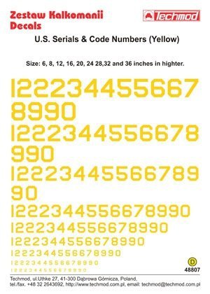 Techmod 48807 - U.S. Serial &amp; Code Numbers (1:48)