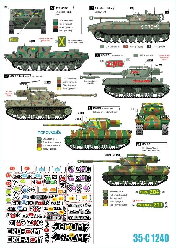 Star Decals 35-C1240 2S1 Gvozdika, M-84 MBT, BTR-50PU, ZSU-57-2 SPAAG, M36B1 and M36B2 1/35